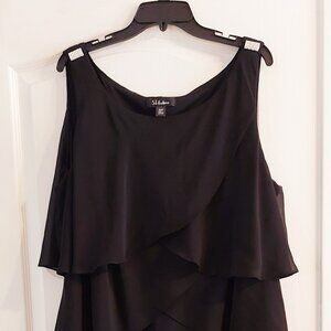 Black Chiffon Ruffle Formal Cocktail Dress by S.L. Fashions Sz 22W